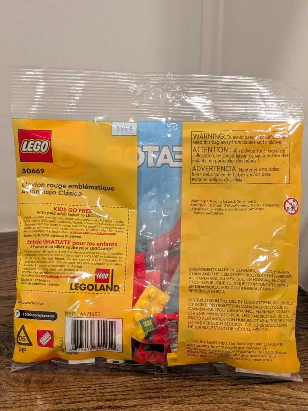 LEGO 30669 Iconic Red Plane Polybag - New in Package, sealed